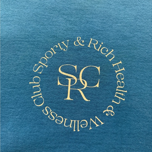 Sporty & Rich SRHWC Blue Cotton Crewneck Oversized Cozy Sweatshirt XL - Picture 7 of 8